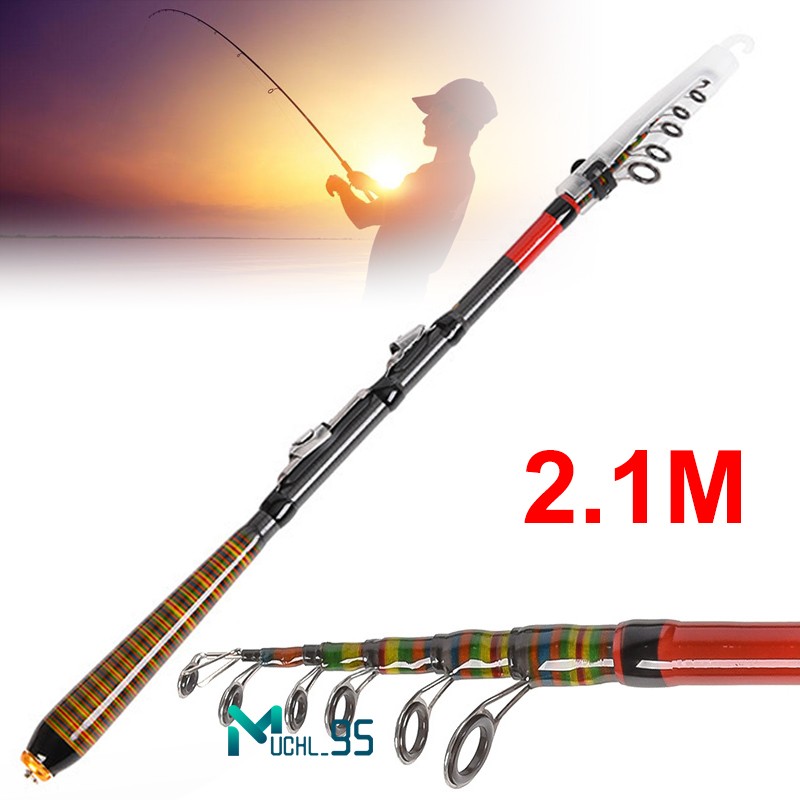 2.1m Carbon Fiber Telescopic Fishing Rod Sea Saltwater Portable Spinning Pole