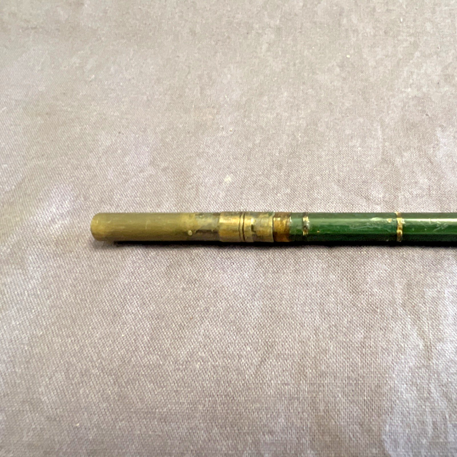 Green Fly Fishing Rod 9.5 ft 3pc Cork Handle Metal Ferrules Vintage