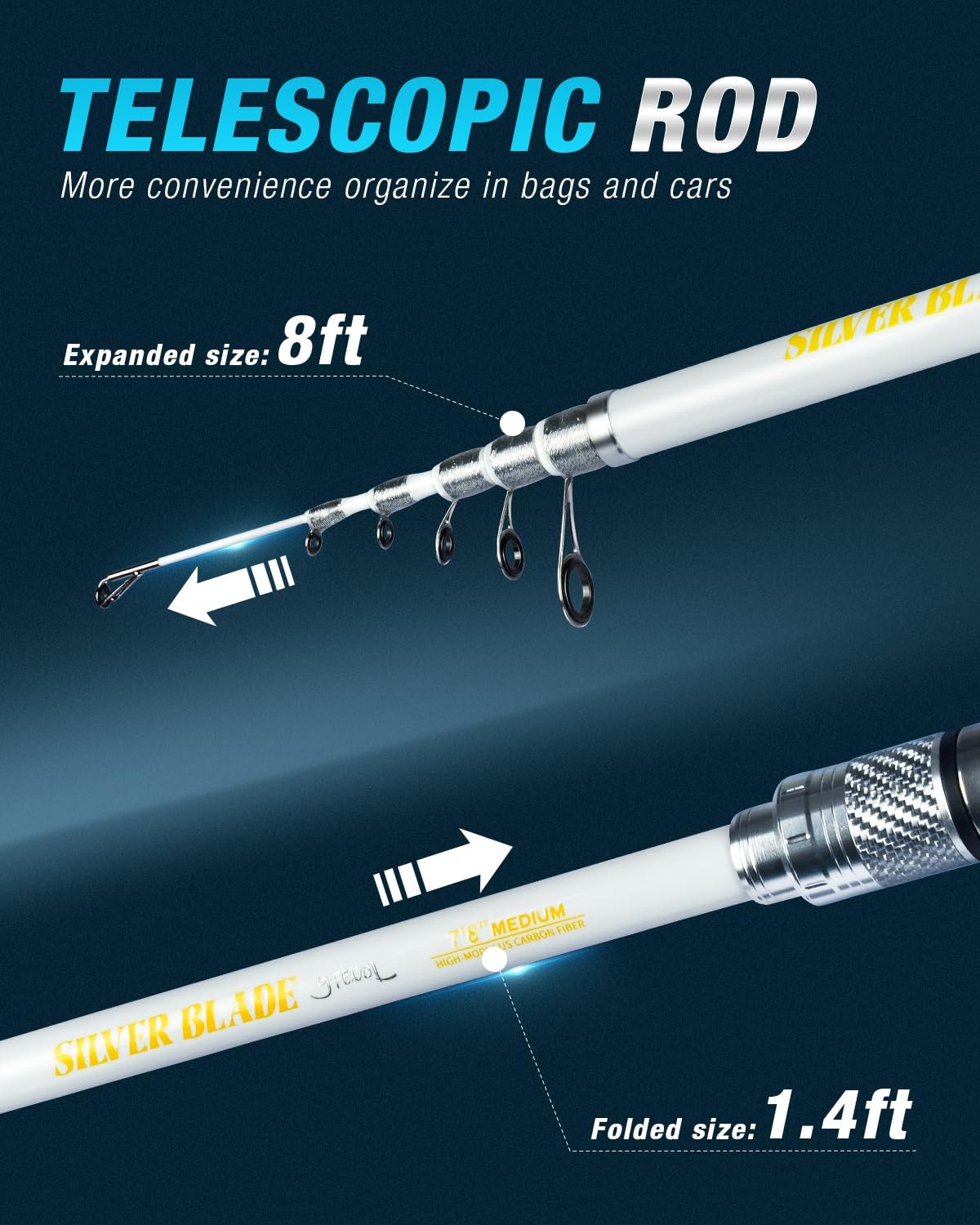 Fishing Rod and Reel Combo Carbon Fiber Telescopic Fishing Pole Carrier Bag P…