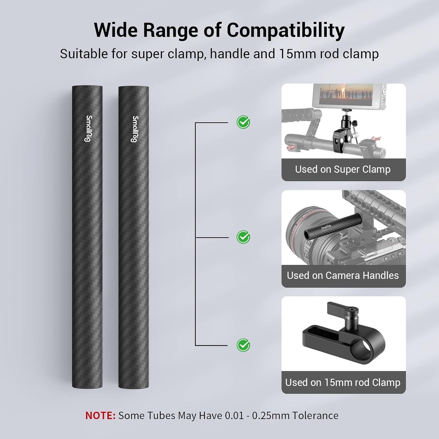 High Performance 15mm Carbon Fiber Rods – 6 Inches, Ideal for Cameras – 2 Pack