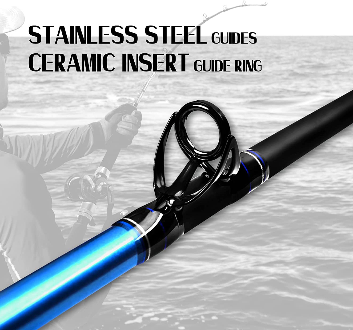 Saltwater Trolling Rod Conventional Boat Catfish Fishing Pole Medium Heavy 6FT