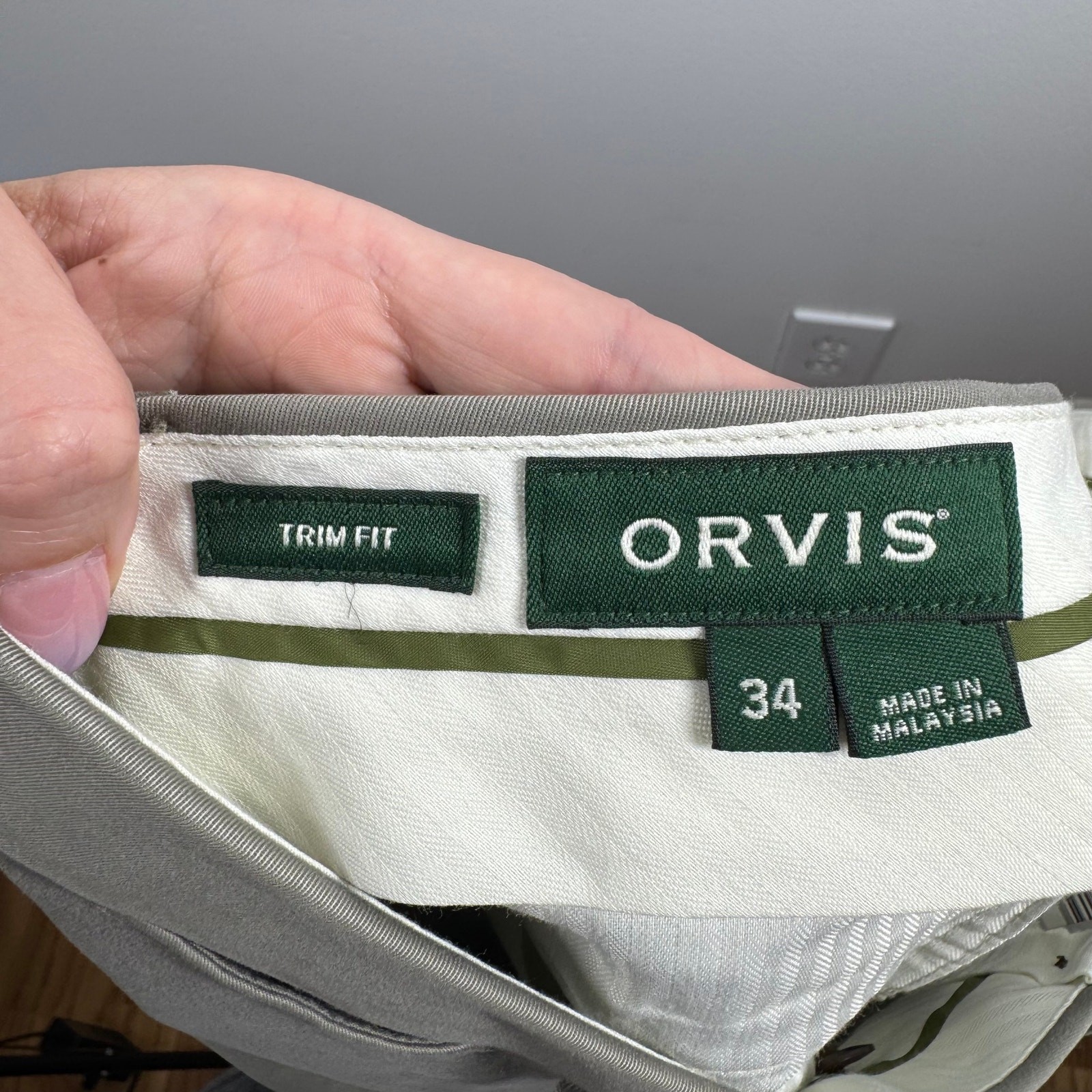 Orvis Pants Men 34X27 Beige Khaki NWT Trim Fit Trouser Cotton Career Spring Work