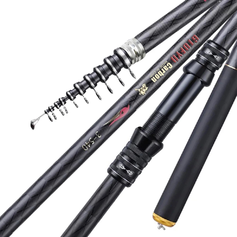 GTOFYU Carbon Telescopic Rock Fishing Rod 2.7-6.3M Ultra Light Travel Spinning
