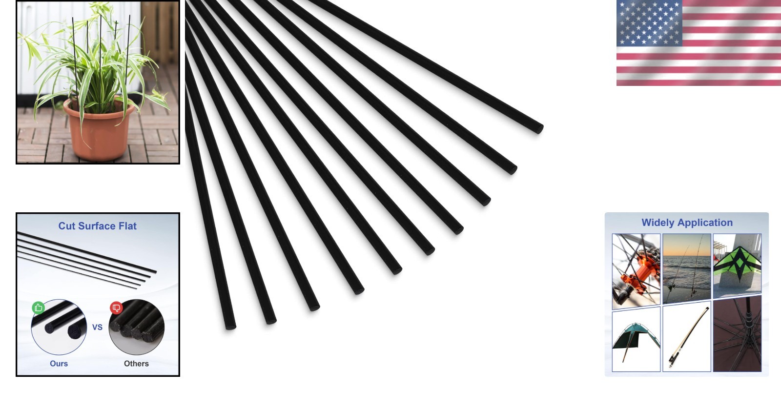 Strong & Lightweight Carbon Fiber Rods 3x420mm – Ideal for RC Projects 10 Pcs