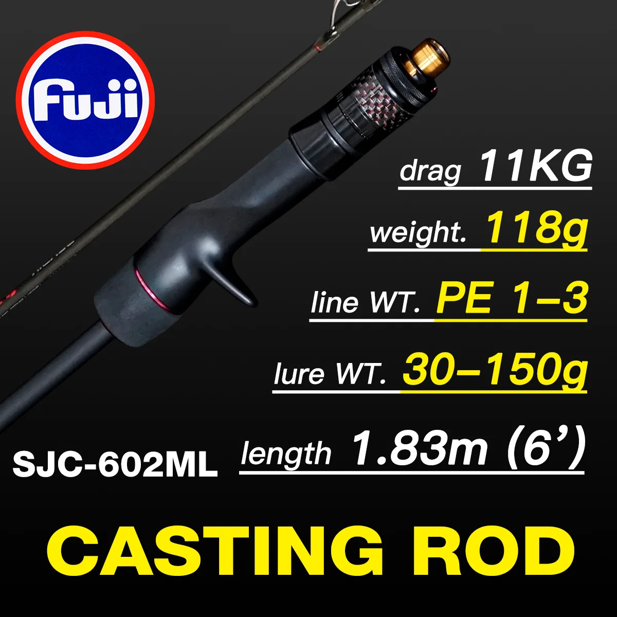 Jyghaul Slow Jigging Fishing Rod M/ML Drag Power 11KG FUJO Guide Rings FUJI Reel