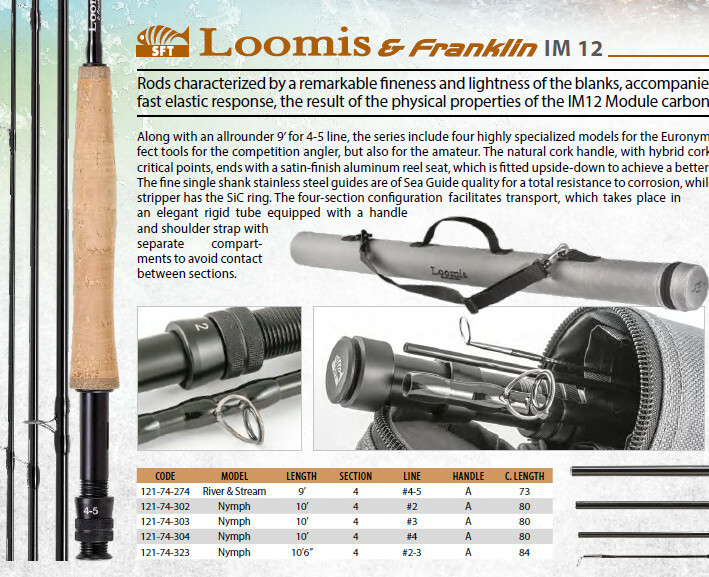 IM12 carbon Loomis and Franklin French leader Nymph fly rods 9ft -11ft 2 wt- 4wt