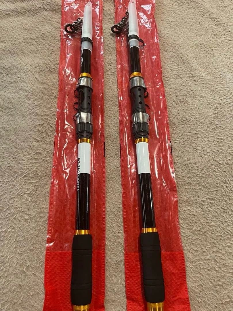 Unused Pack Rod Set of 2 MS-360 Graphite Casting Rods Black & Gold
