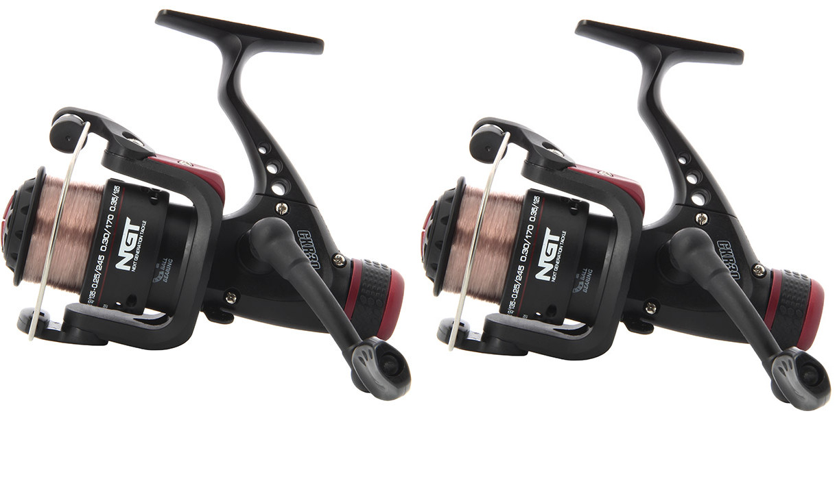 2 x NGT CKR CARP COARSE FLOAT FEEDER FISHING REELS WITH LINE