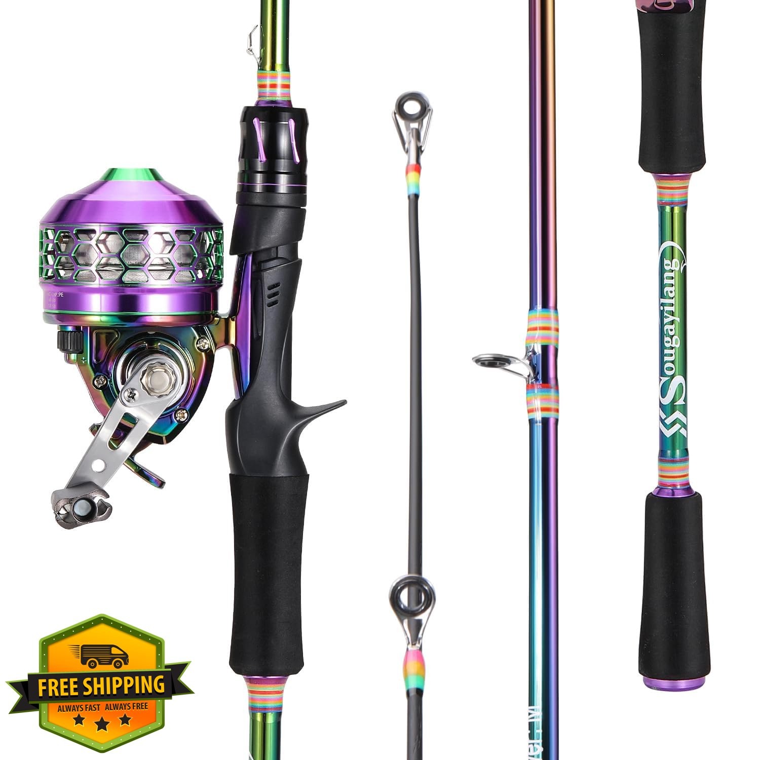Sougayilang Fishing Rod Reel Combo, 2-Piece, Casting, Freshwater