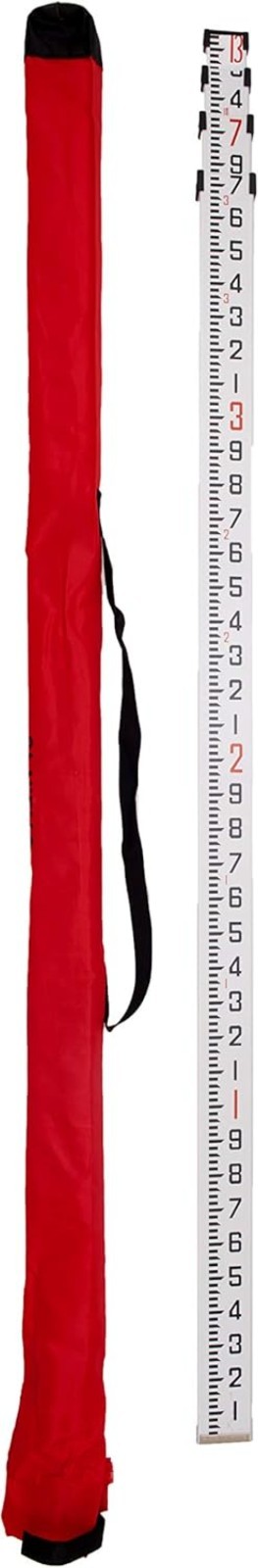Extendable 14 ft Aluminum Grade Rod | Clear Dual Graduations & Soft Carrying Bag