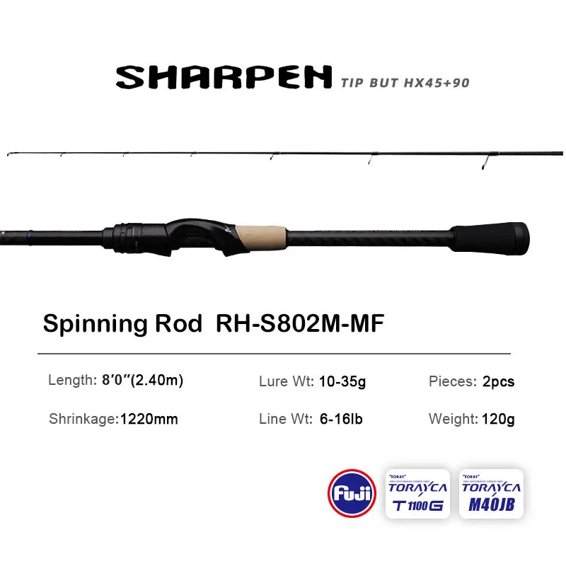PURELURE SHARPEN Fishing Rod Carbon Spinning Casting FUJI Components Bass Pike