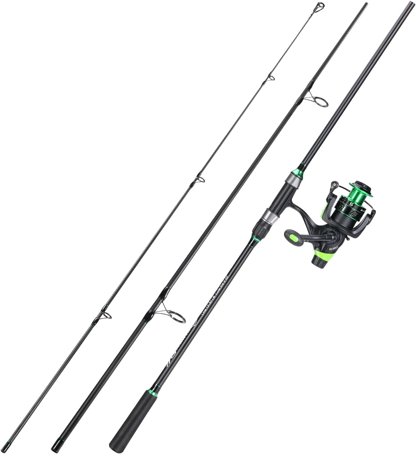 Sougayilang Surf Fishing Rod Combo IM8 Carbon 3 Piece Travel Spinning Rod with 4
