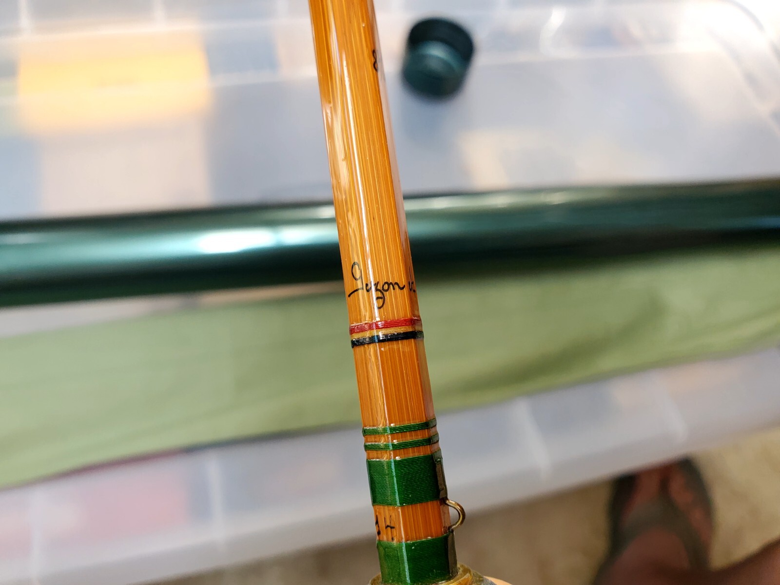 New Pezon Et Michel Bamboo Rod FRANCE 8’6″ 2pc w/2Fighting Buttons-tube-Sock