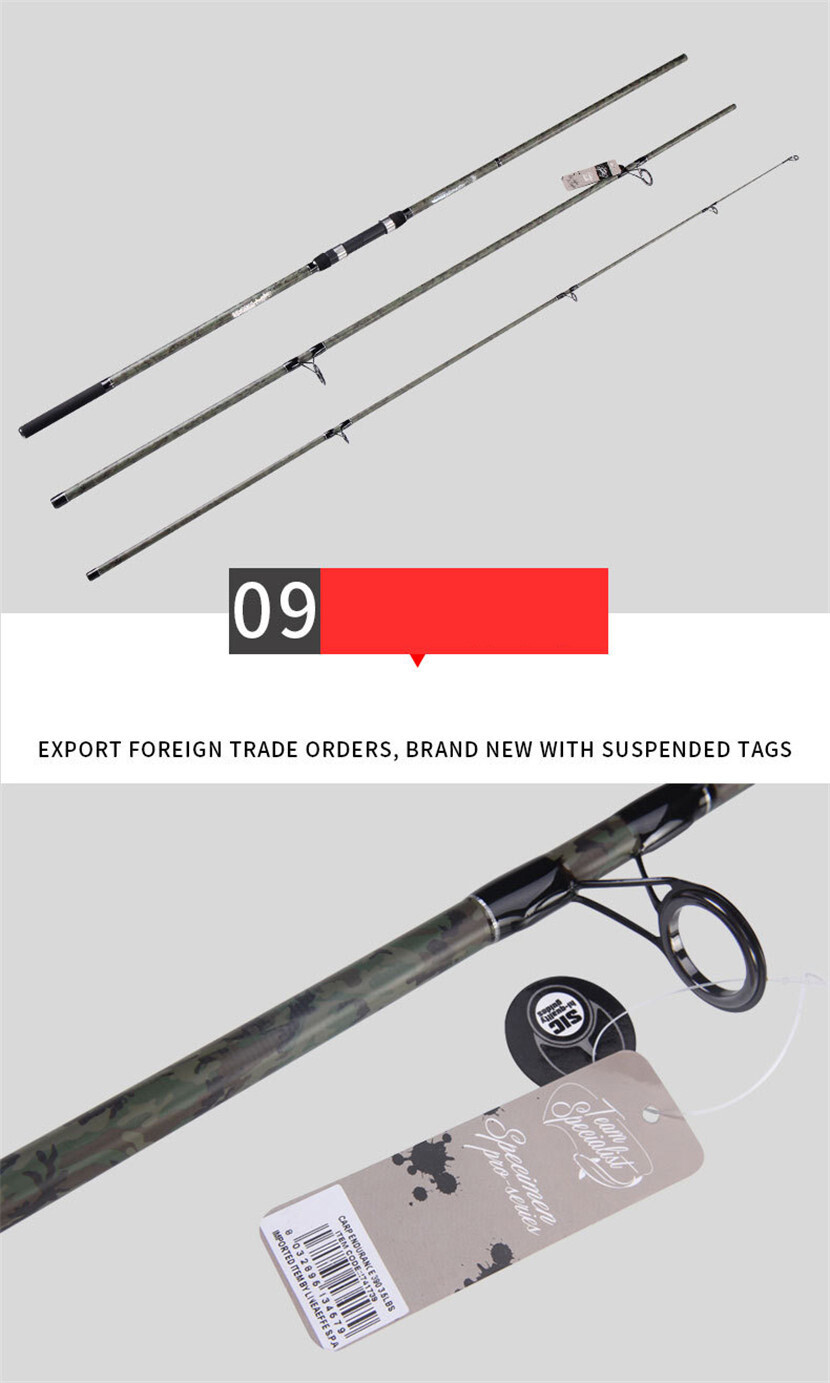 High Strength Carbon Fibre 3 Sections Surf Rods Casting Weight:100-300g