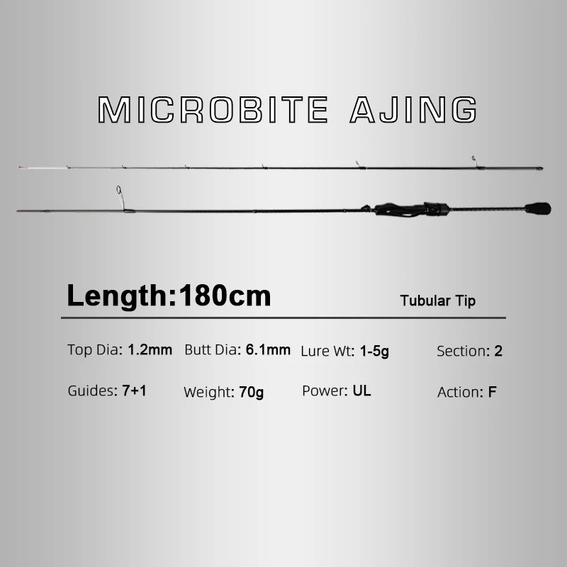 MIFINE MICROBITE AJING Spinning Rod 40T Carbon UL/L 1-10g Fast Ultralight Trout