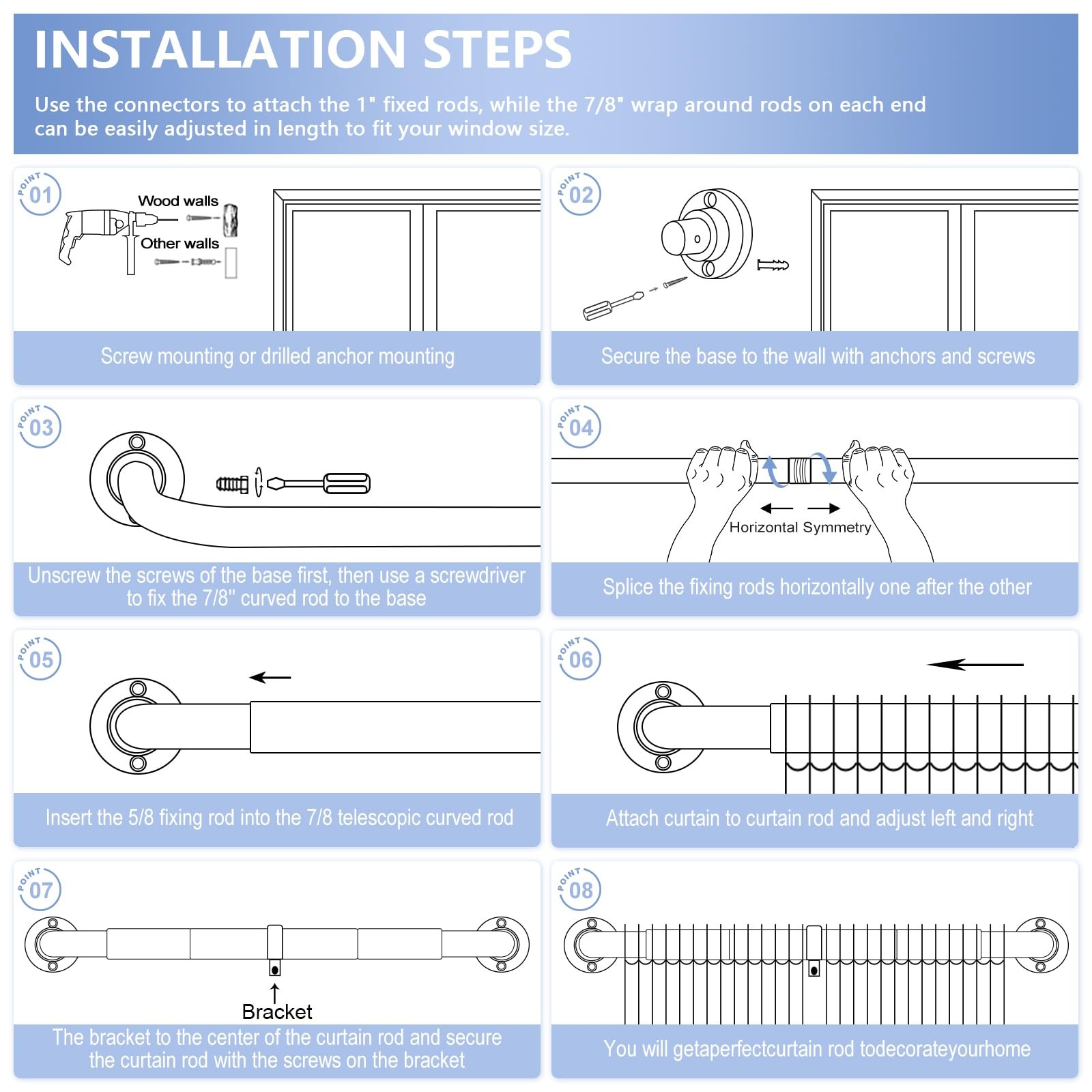 TANGWIN Gold Wrap Around Curtain Rods 28 to 48 Inch:Blackout Heavy duty Adjusta