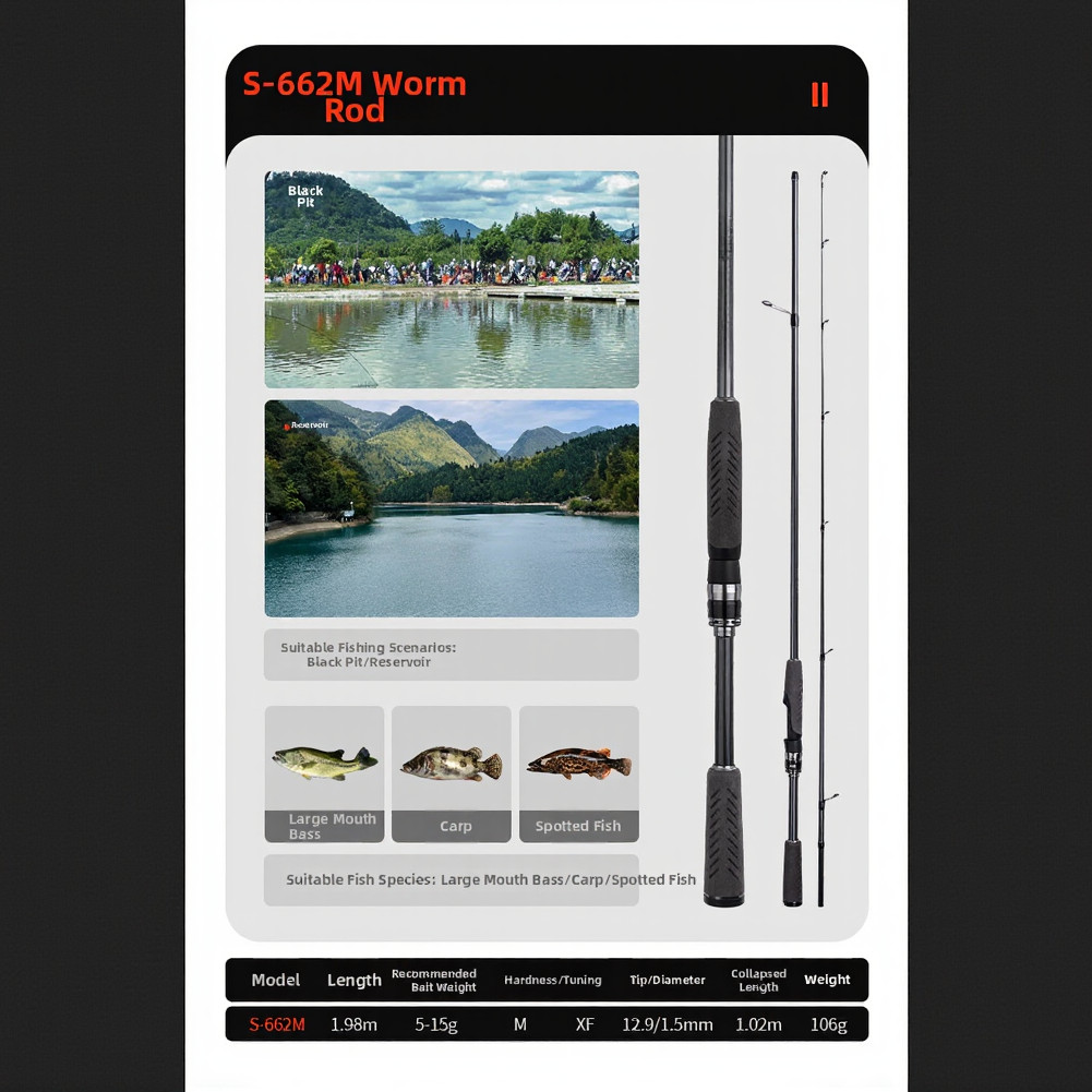 Carbon Fiber Lure Rod Optimized for Large Fish and Variable Water Conditions