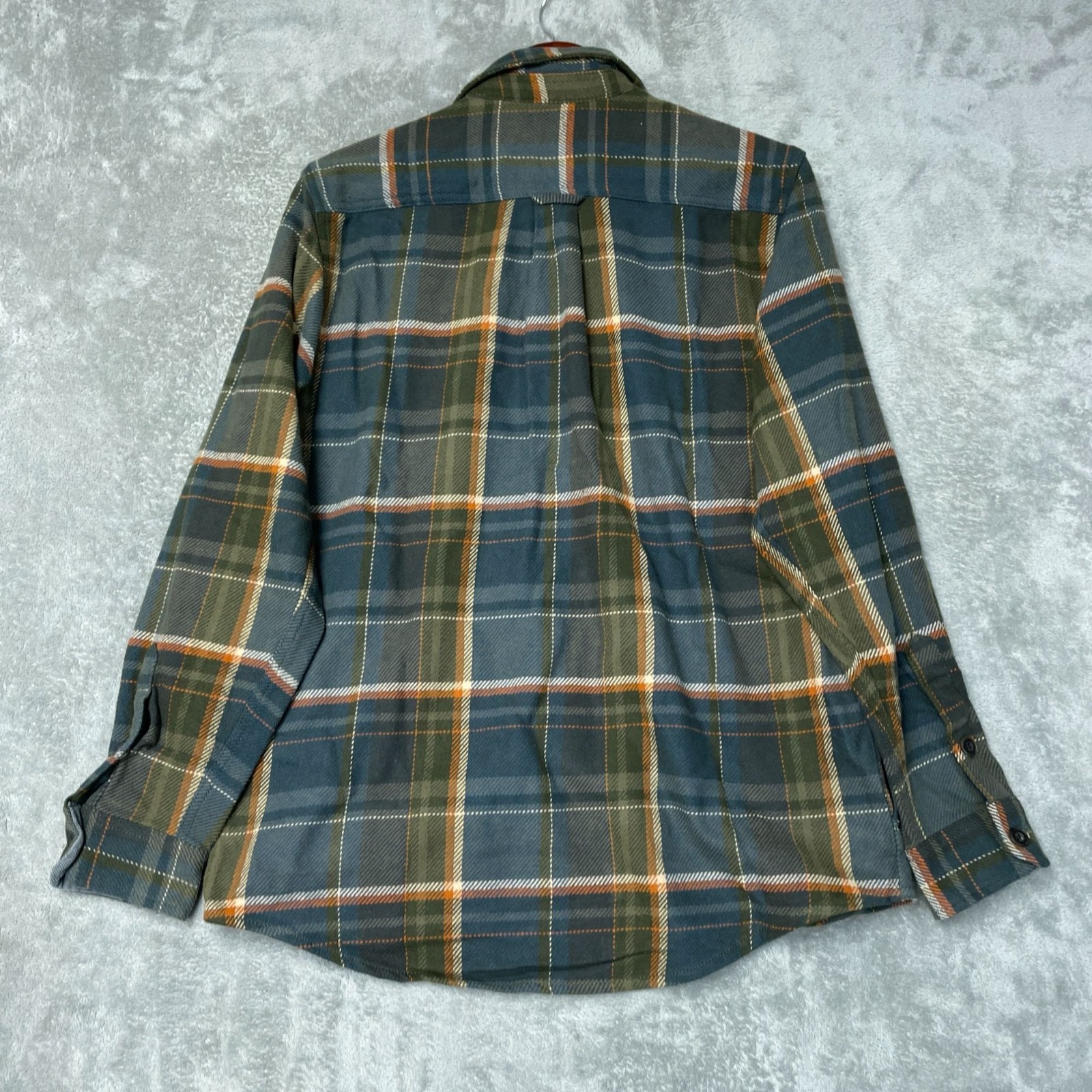 Orvis Men’s S Green Plaid Cotton Flannel Shirt Jacket Button Up Long sleev d1908
