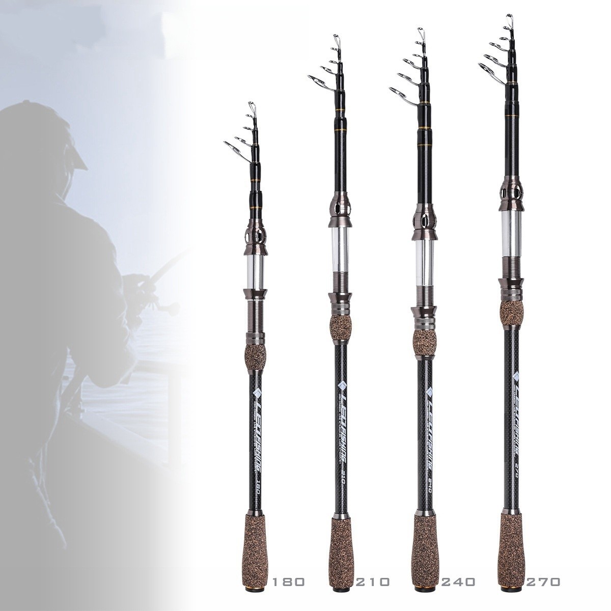 1.8M-2.7M Compact Design Telescopic Fishing Rod for Saltwater and Freshwater