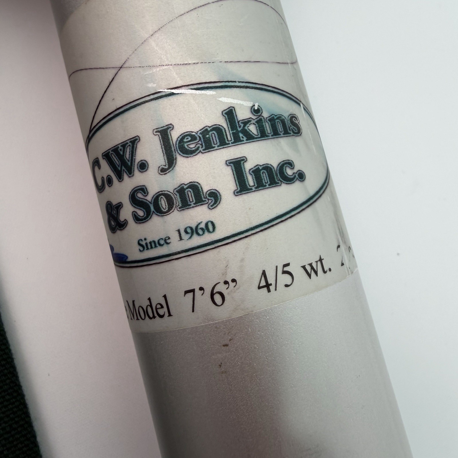 Vtg CW Jenkins & Son Signature Split Bamboo Fly Rod 7’6″ 4/5wt Tube Sock Ex Tip