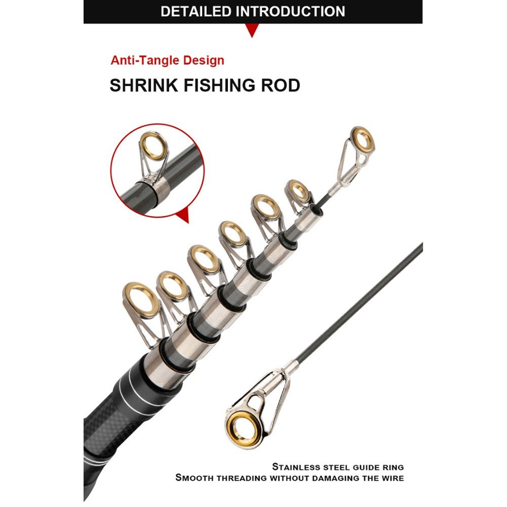 For Sea Fishing Portable Fishing Rod Anti-tangle Design Shrink Telescopic Design