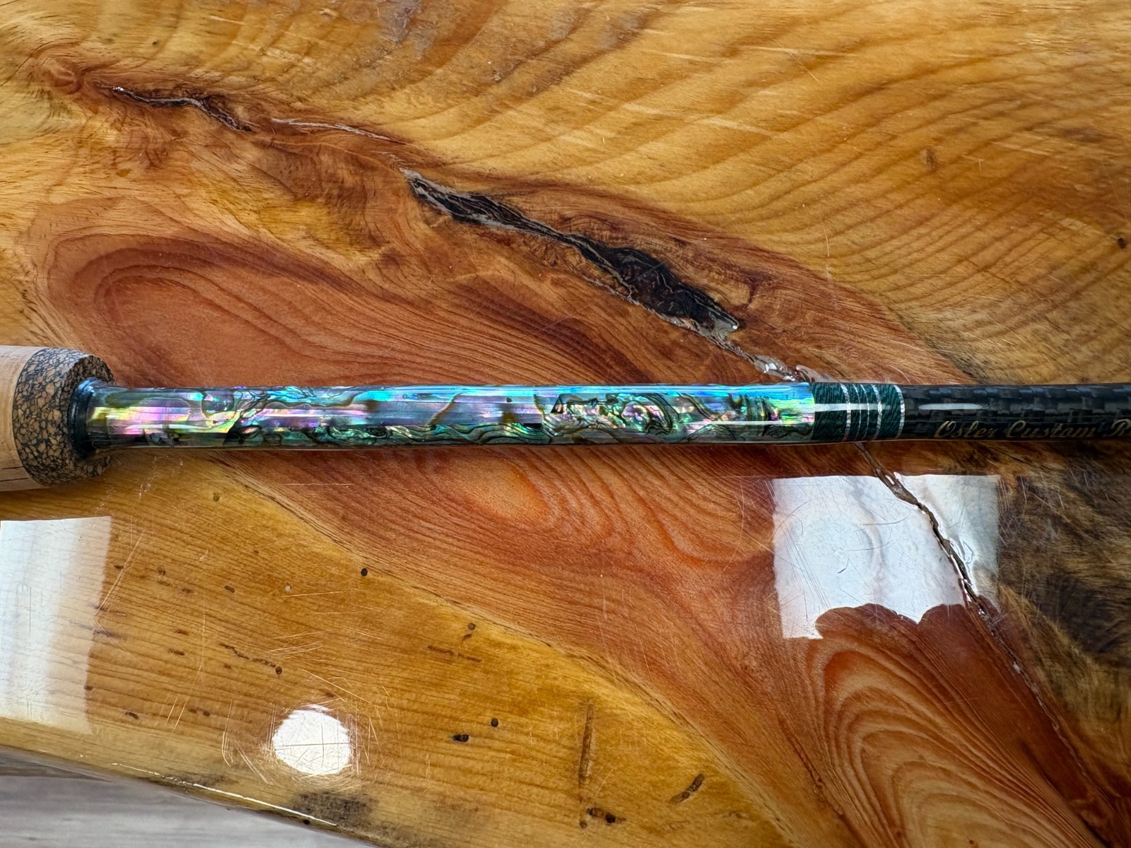 OSLER CUSTOM RODS MADE BY JAY OLSER -ABALONE SHELL INLAY-($849 NEW)