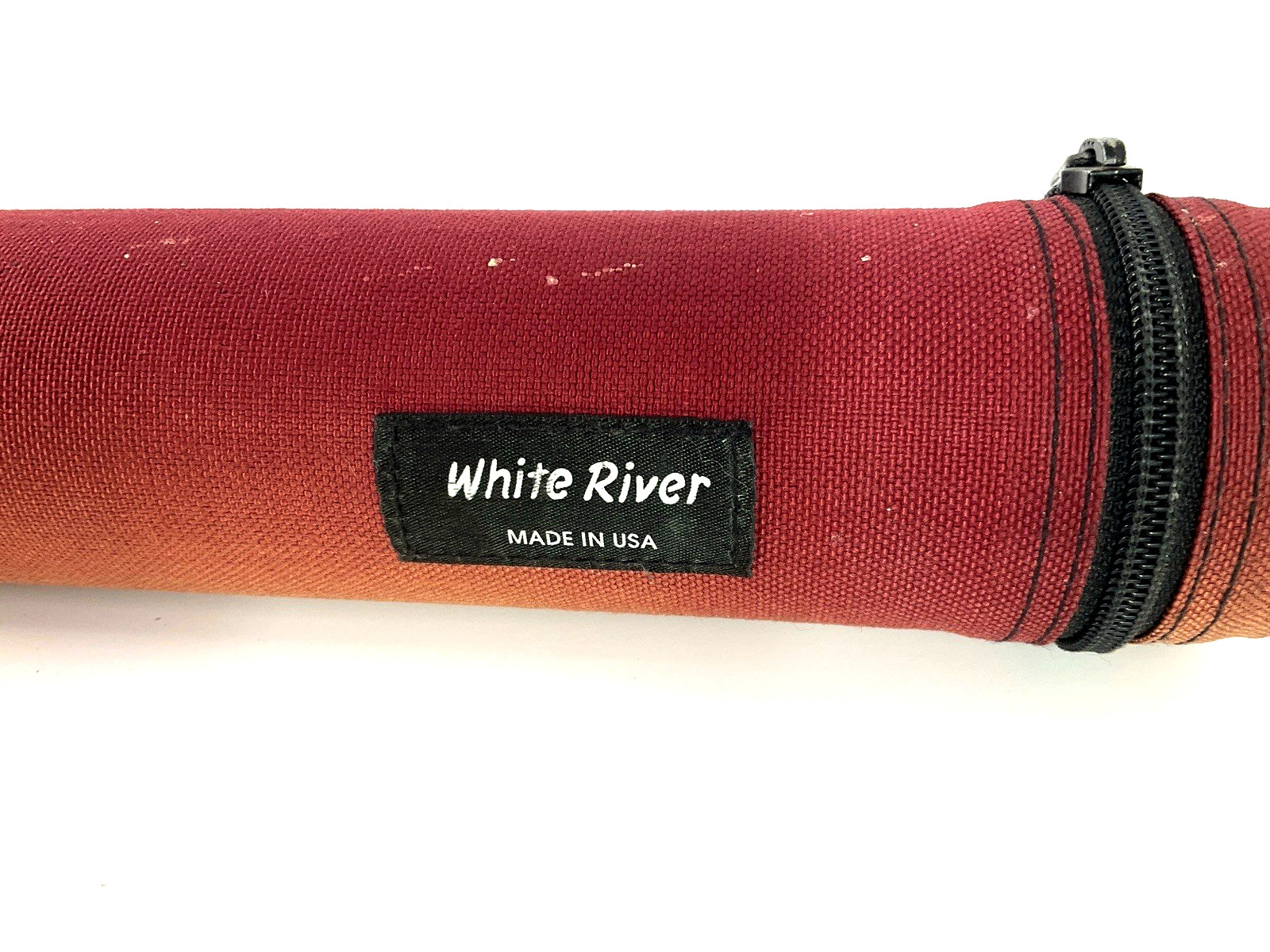 Vintage White River Fly Rod Carrying Case Tube Rod Holder Red 48″ Zipper