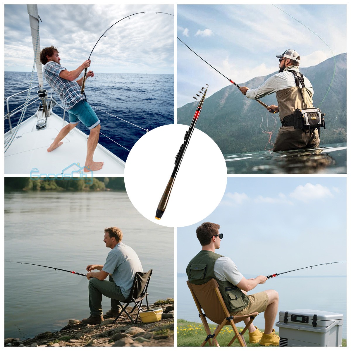 Carbon Fiber Telescopic Fishing Rod Sea Saltwater Portable Spinning Pole