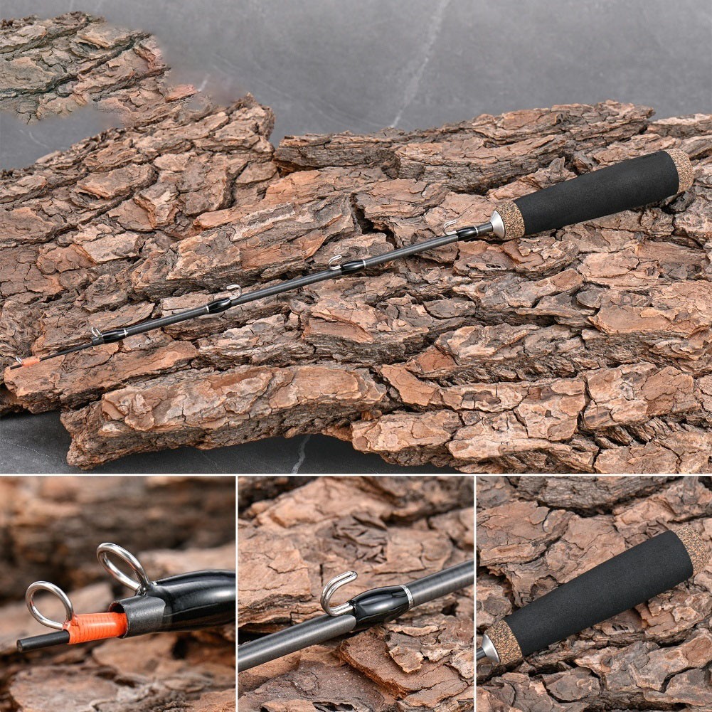 2 Section Telescopic Ice Fishing Rod Carbon Fiber 50cm With Wooden Grip