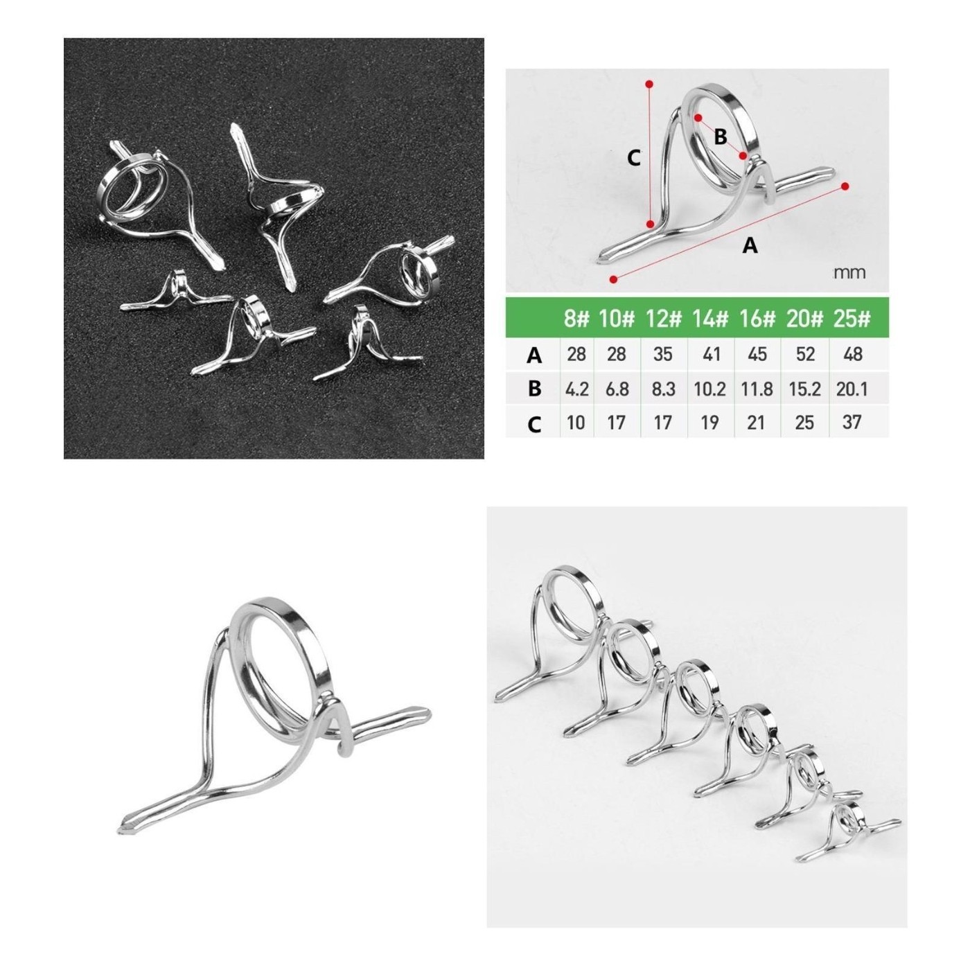 Stainless Steel Tip Top Guides for Fishing Rods with Ceramic Line Ring