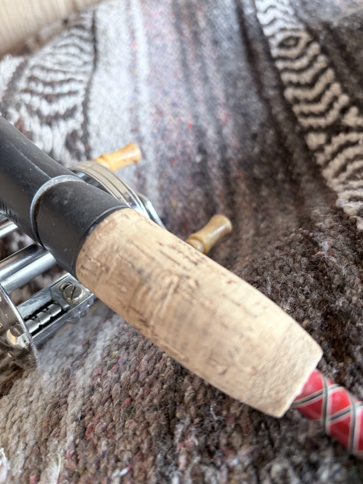 Trump Reel And kwik Stix Fishing Rod. Great Condition Ready To Cast Red Rod