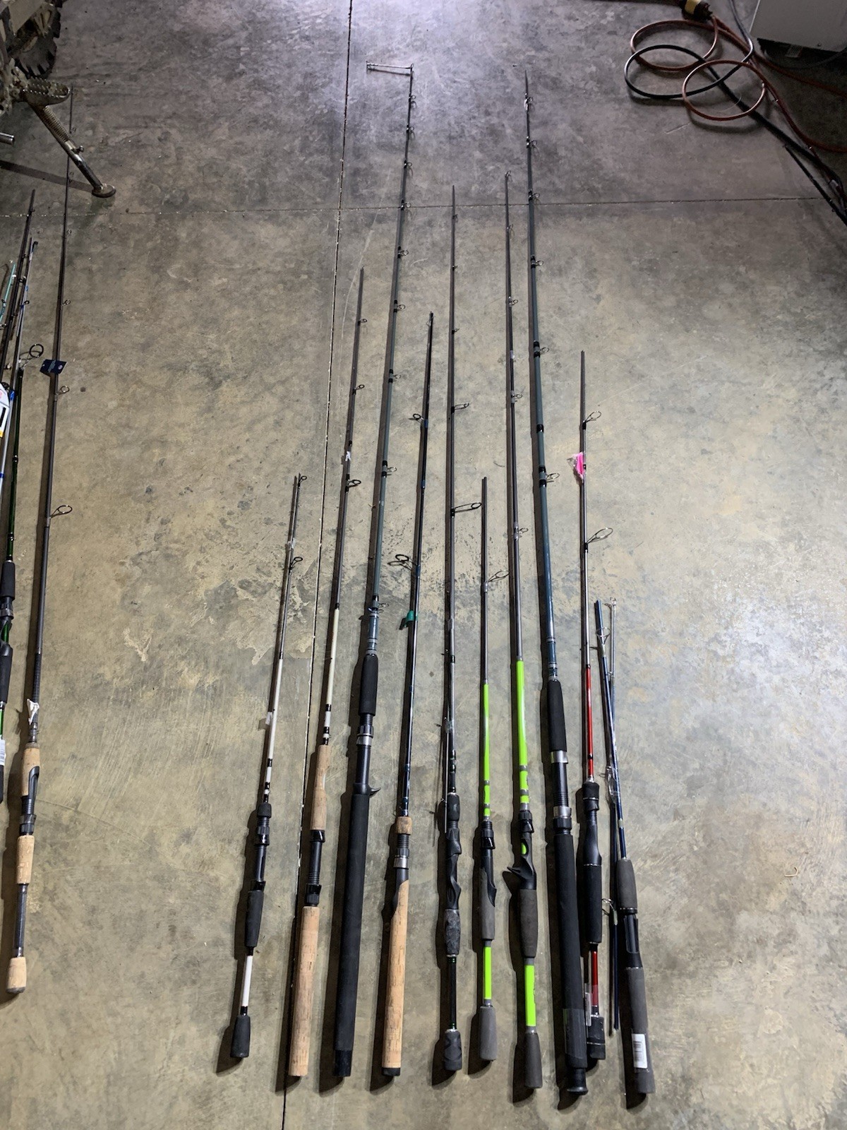 LOT OF 10 BASS PRO SHOPS FISHING RODS (BROKEN)