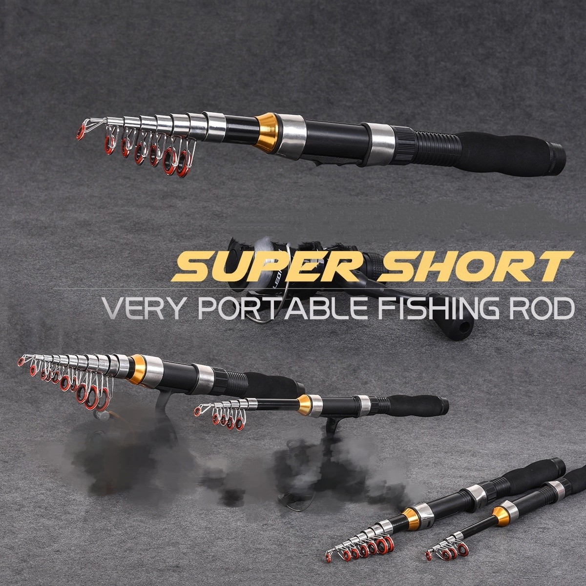 1.0m-2.3m Telescopic Fishing Rod with EVA Grip for Trout Super Short Portable