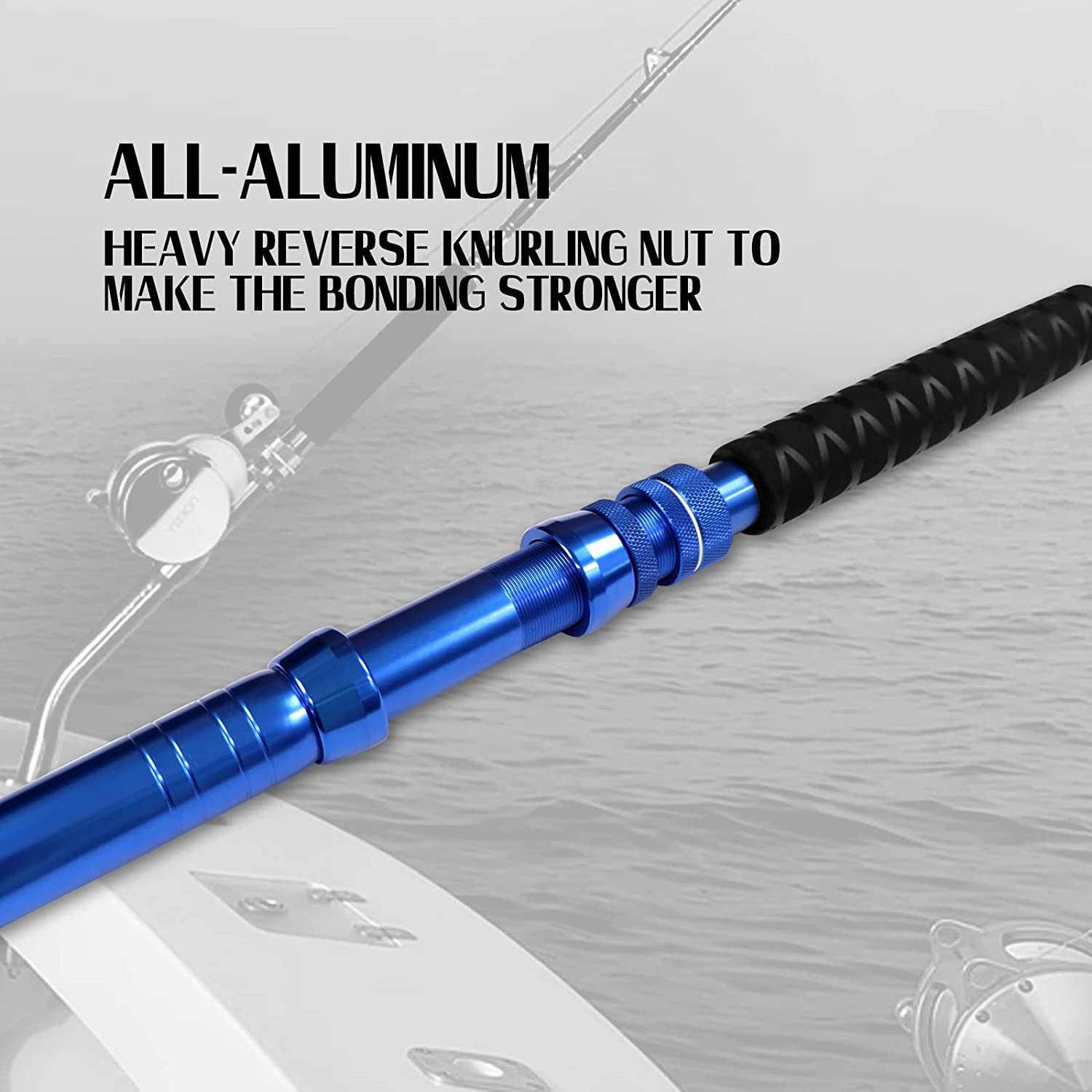 2-Piece Saltwater Offshore Heavy Bent/Straight Butt Trolling Rod Roller Rod Conv