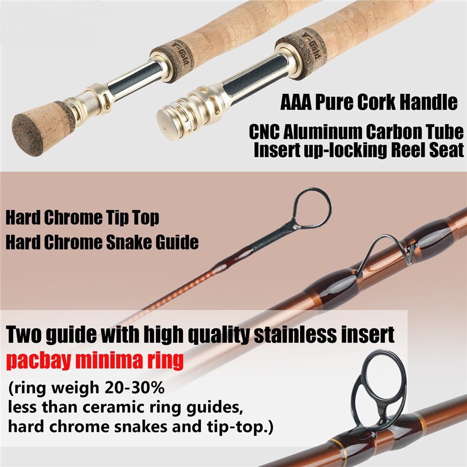 V-Gold Fly Fishing Rod 4/5/6/8WT 9FT Fast Action IM12 Carbon Top Grade