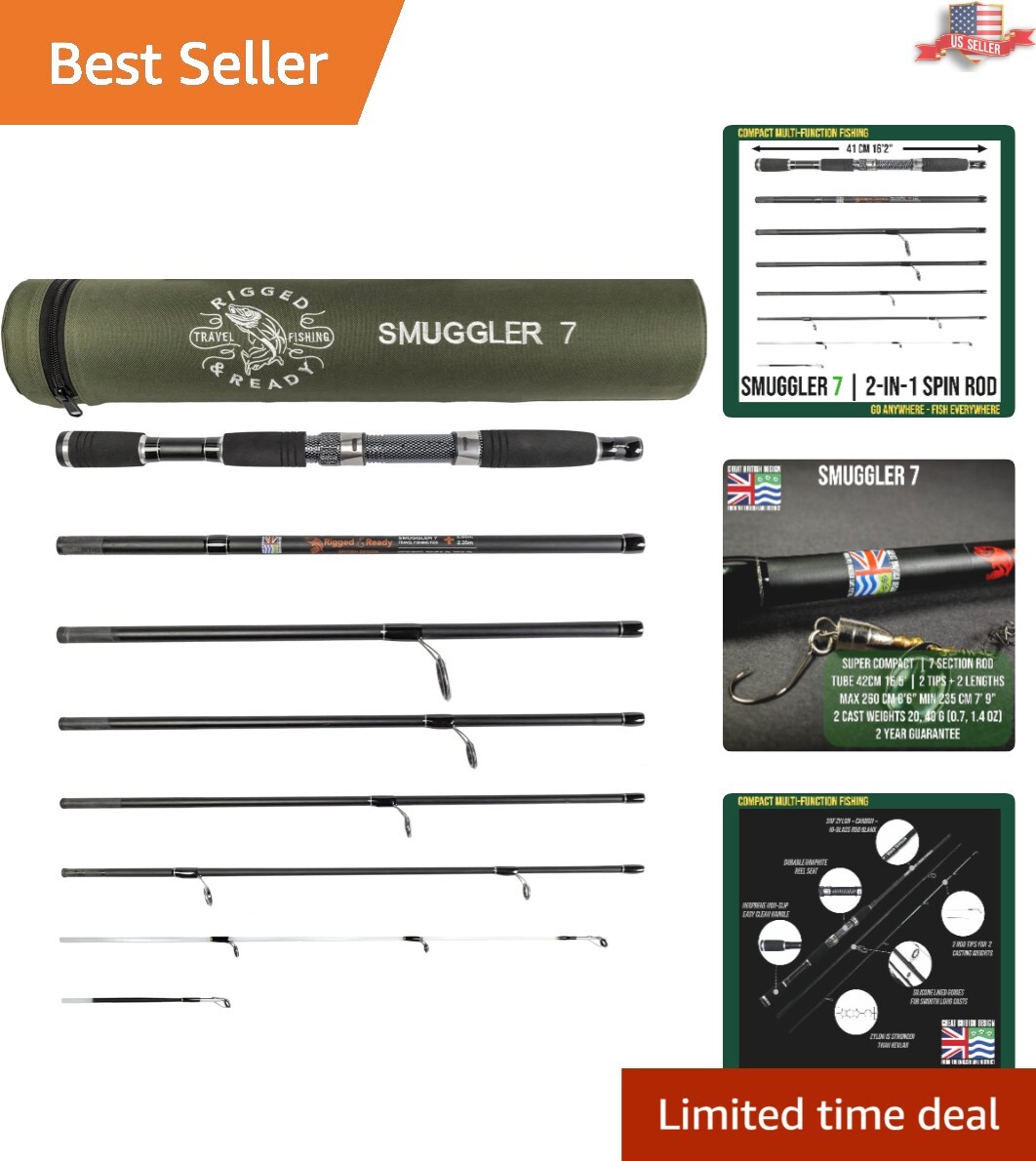 Travel-Friendly Fishing Rod, 8.5′ Compact with 2 Tips for Diverse Fishing Styles