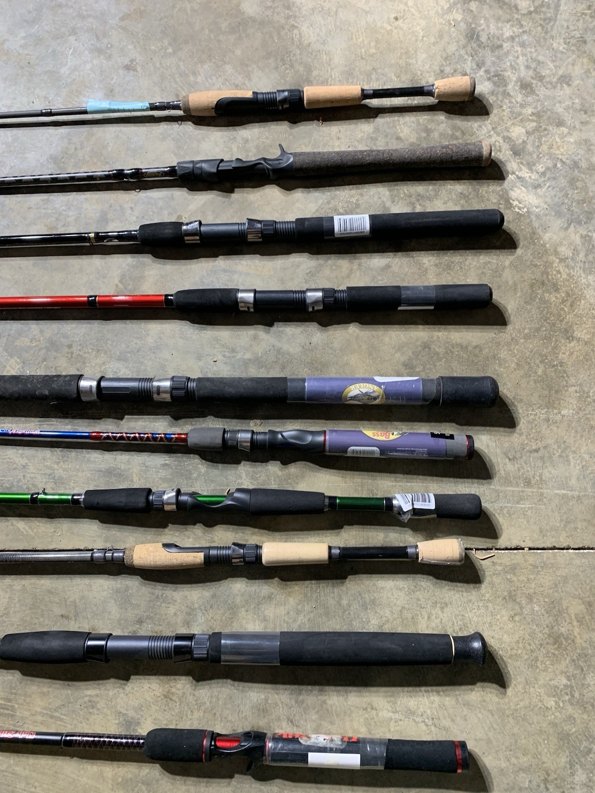 LOT OF 10 Assorted Brands FISHING RODS (BROKEN)
