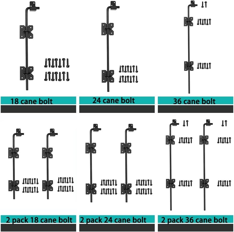 2 Pack 36-Inch Gate Drop Pin Cane Bolt – Security for Wood & Metal Gates