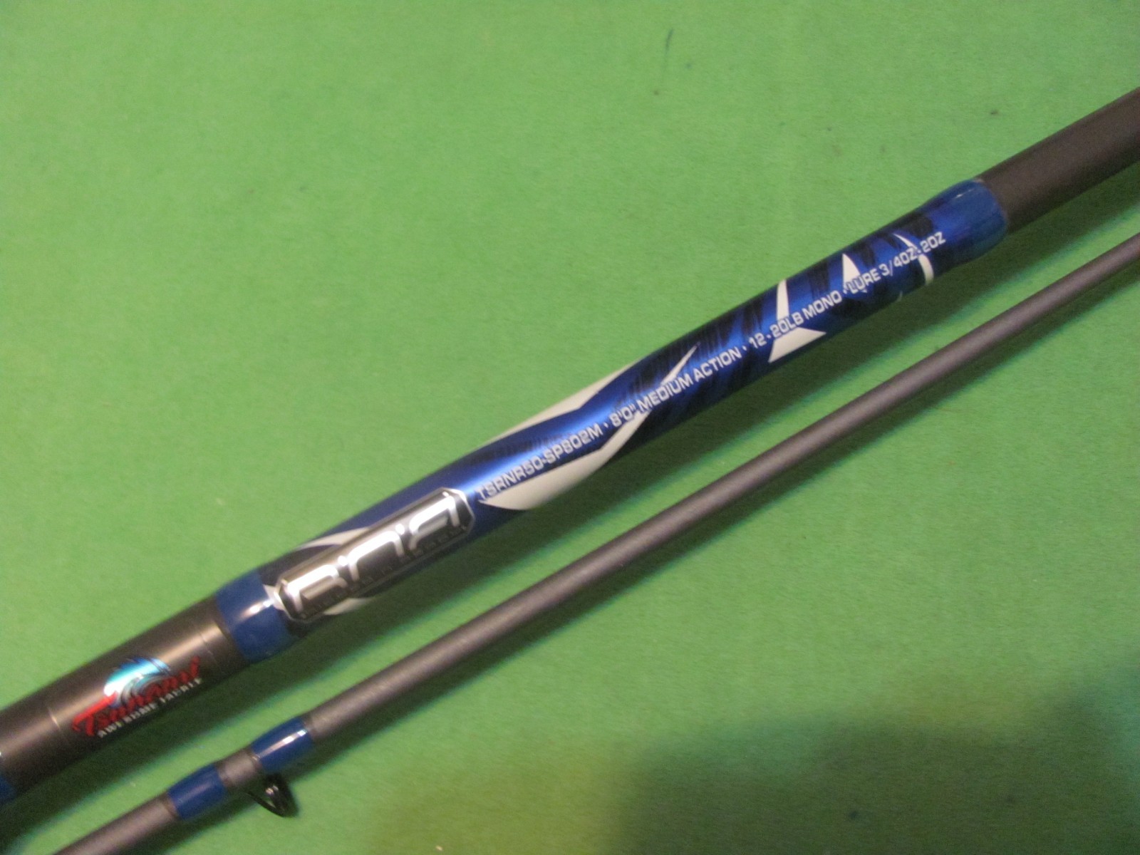 Tsunami RIGGED N READY 8′ 0″ Medium Action 2-Piece Spinning Rod.