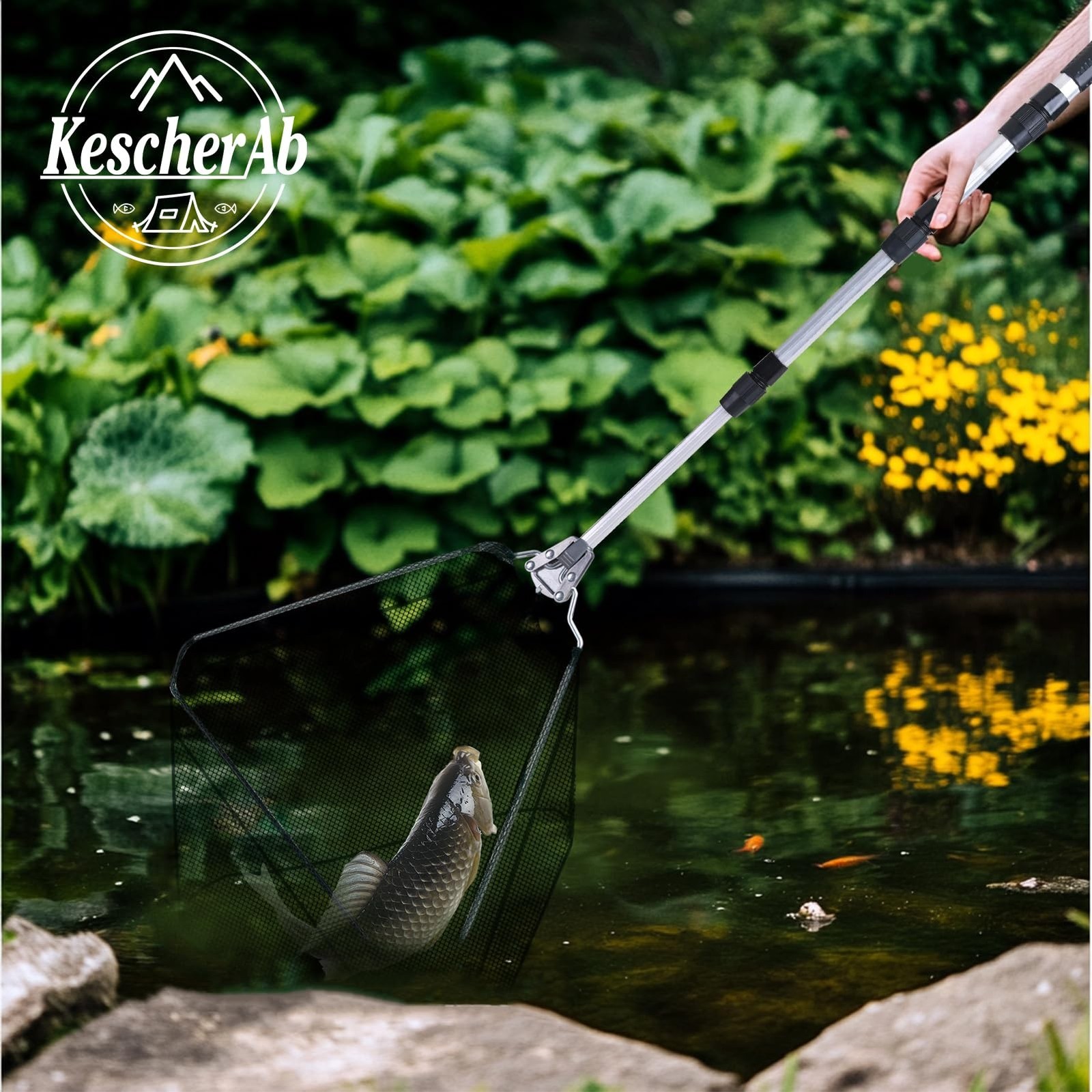 Fishing Net, Fishing Landing Net with Pole Handle, Collapsible Telescopic Fis…