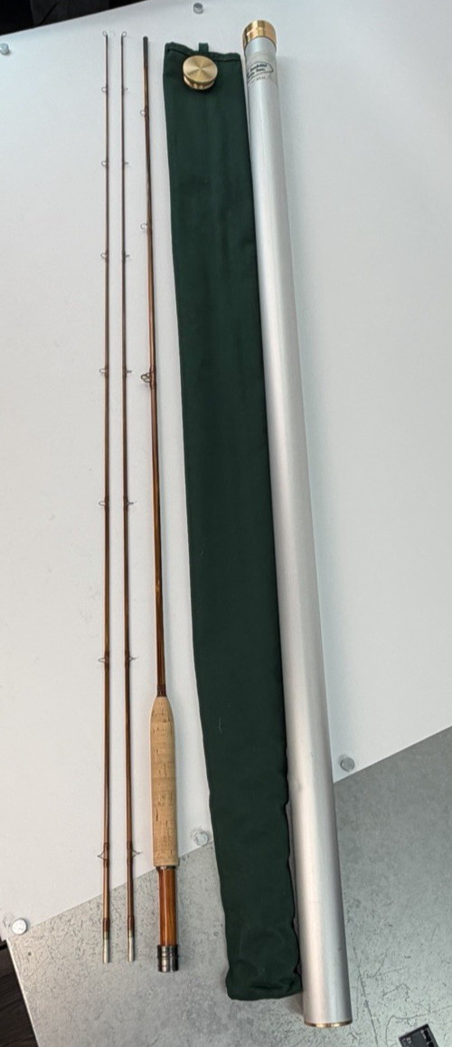 Vtg CW Jenkins & Son Signature Split Bamboo Fly Rod 7’6″ 4/5wt Tube Sock Ex Tip