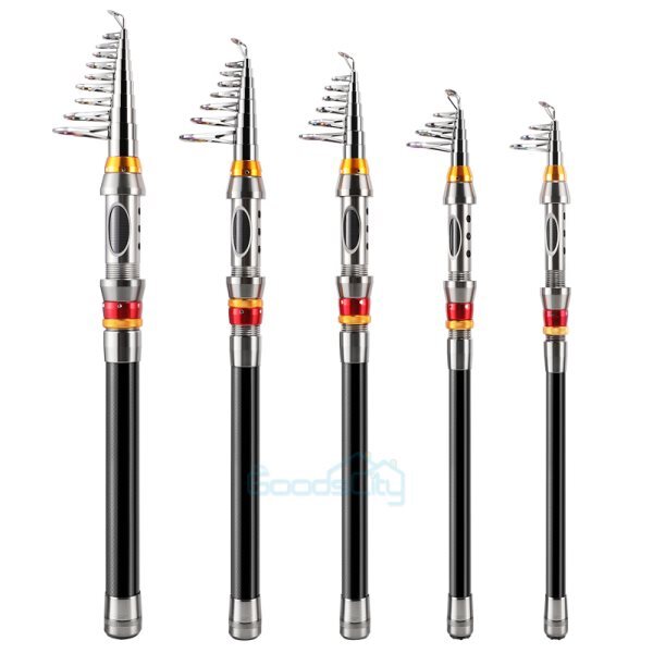 Fishing Pole Spinning Rod Carbon Fiber Telescopic Portable Saltwater Freshwater