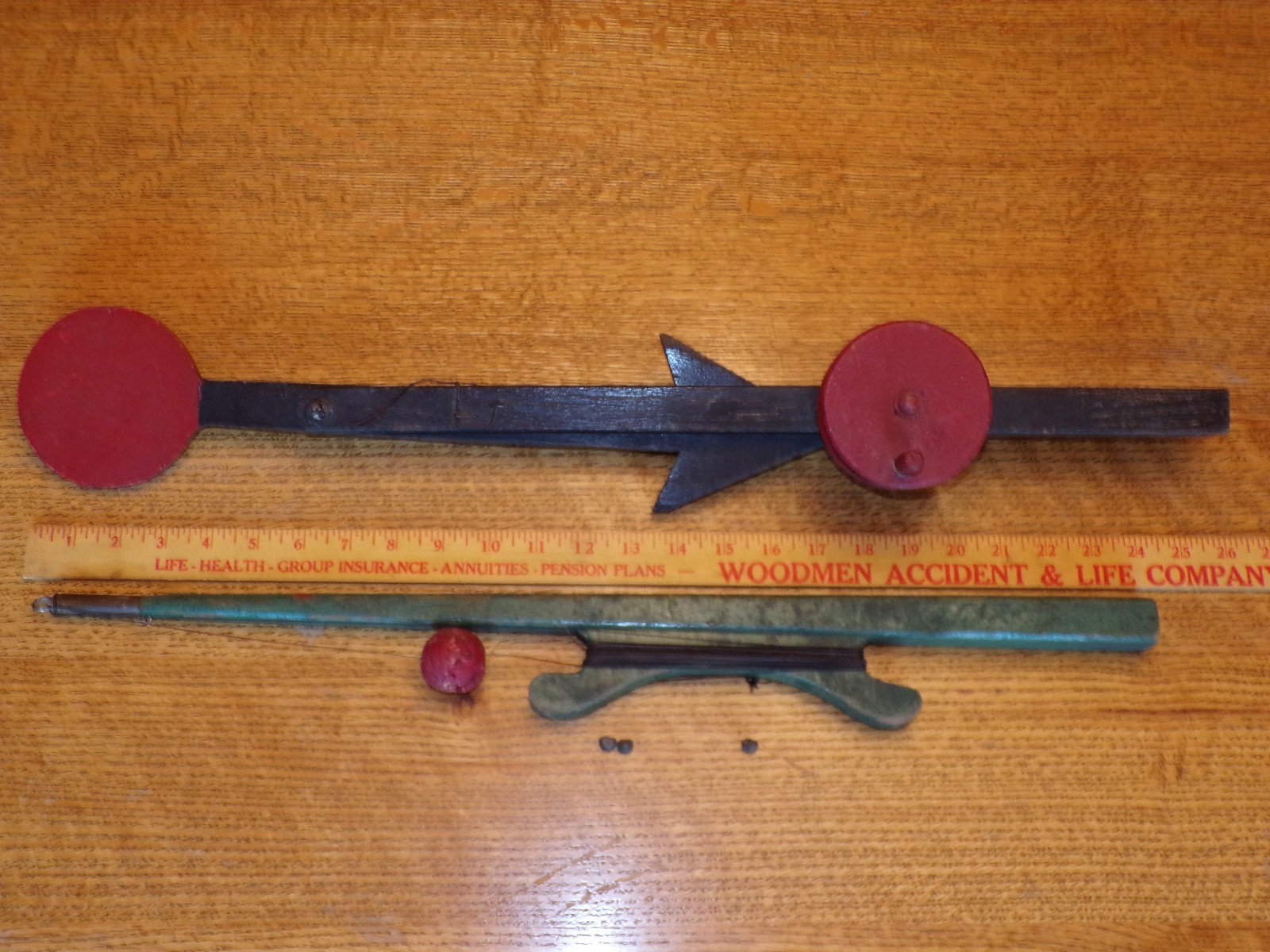 Antique Primitive Wood Hand Carved Ice Fishing Tip Up Pole Rod Outdoor Decor