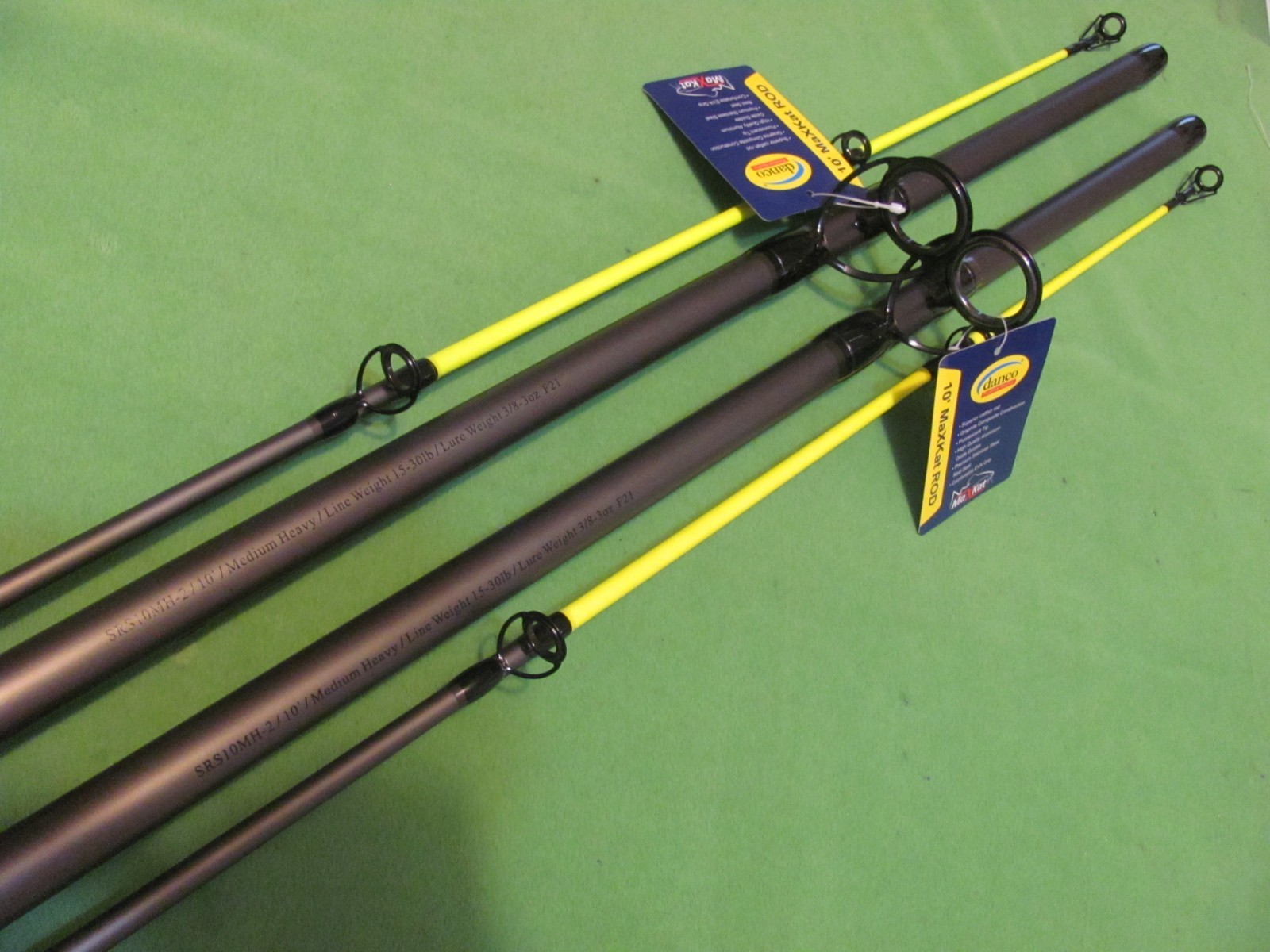 Lot of 2 Danco Max Kat 10′ 0″ Medium Heavy Action Spinning 2-Piece Surf Rods.