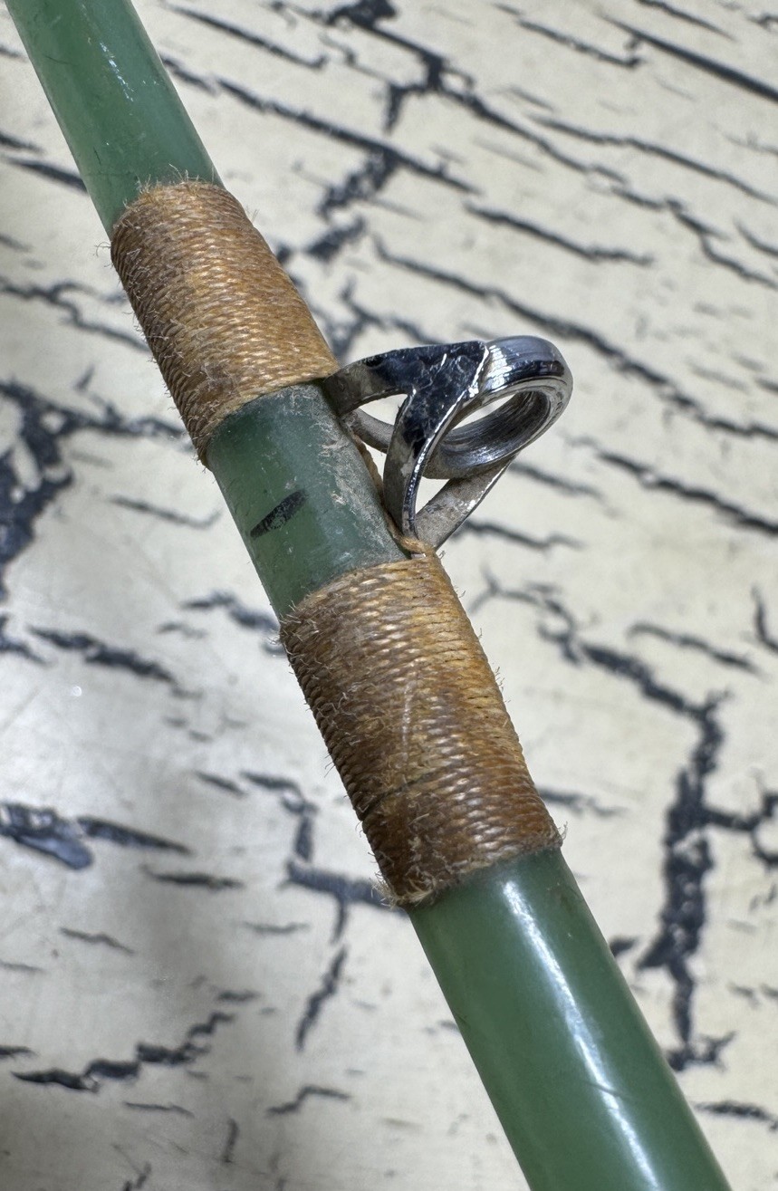 VTG Unbranded Green Glass Spinning Casting Fishing Rod Retro 60s 5ft Rare