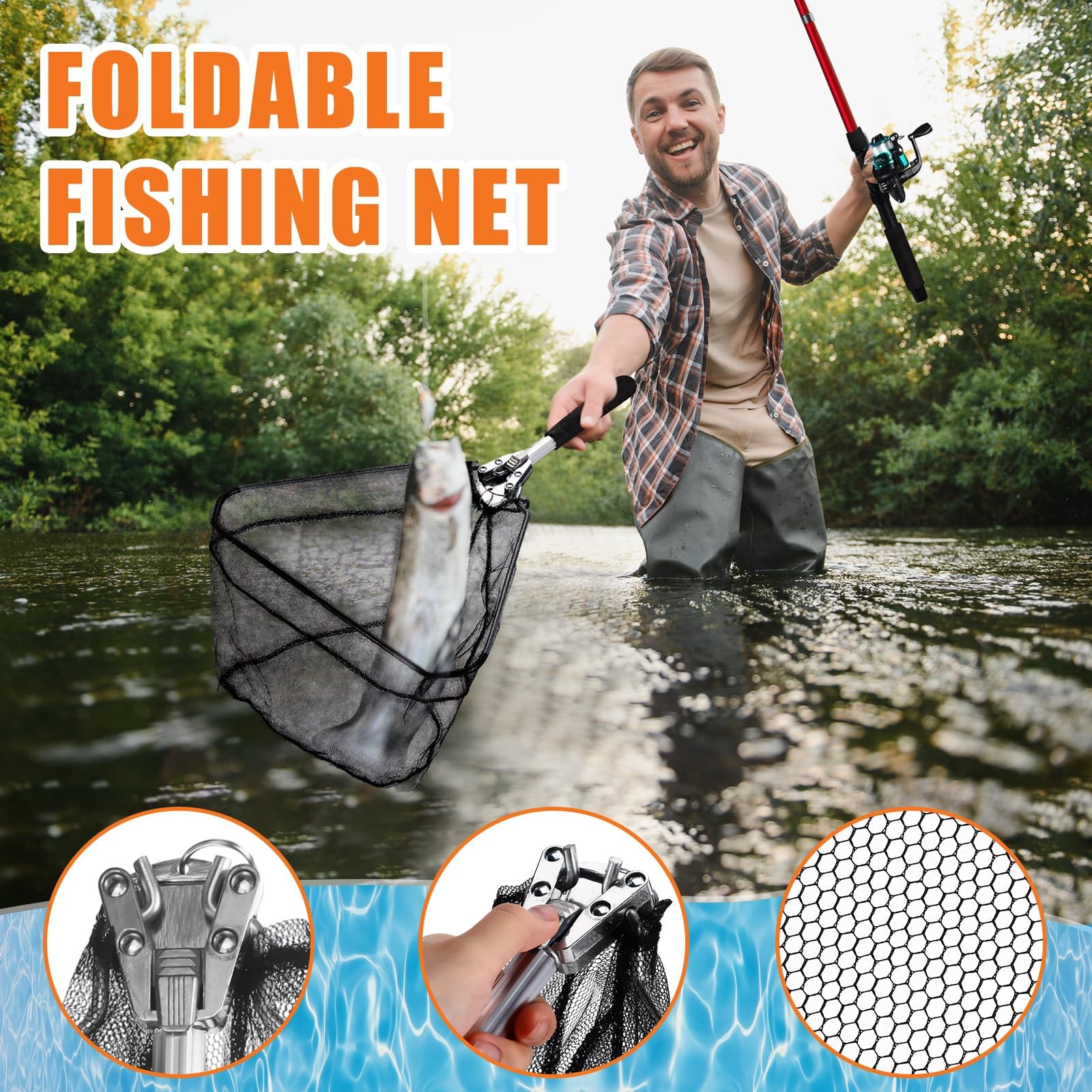 MiniInflat Telescopic Fishing Rod and Reel Combo, 6.89ft 2pcs Collapsible Rod wi
