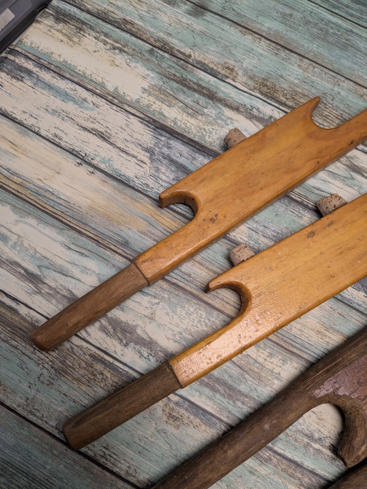 Handmade Ice Fishing Poles Lot of 4 Homemade Vintage Wooden