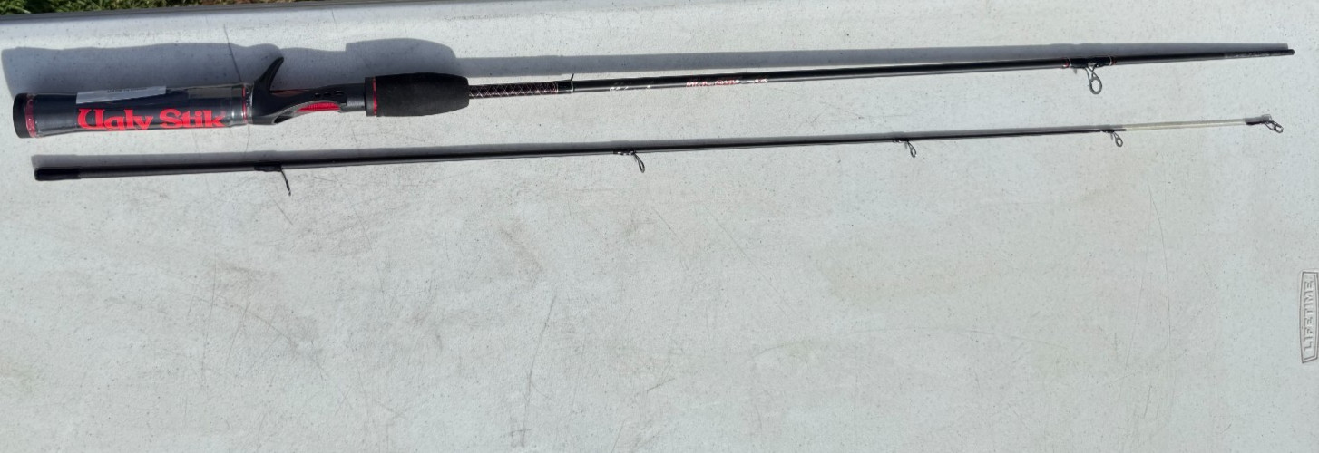 Shakespeare GX2 Ugly Stik 6’0 Medium Spinning Rod USCA602M 2 Piece