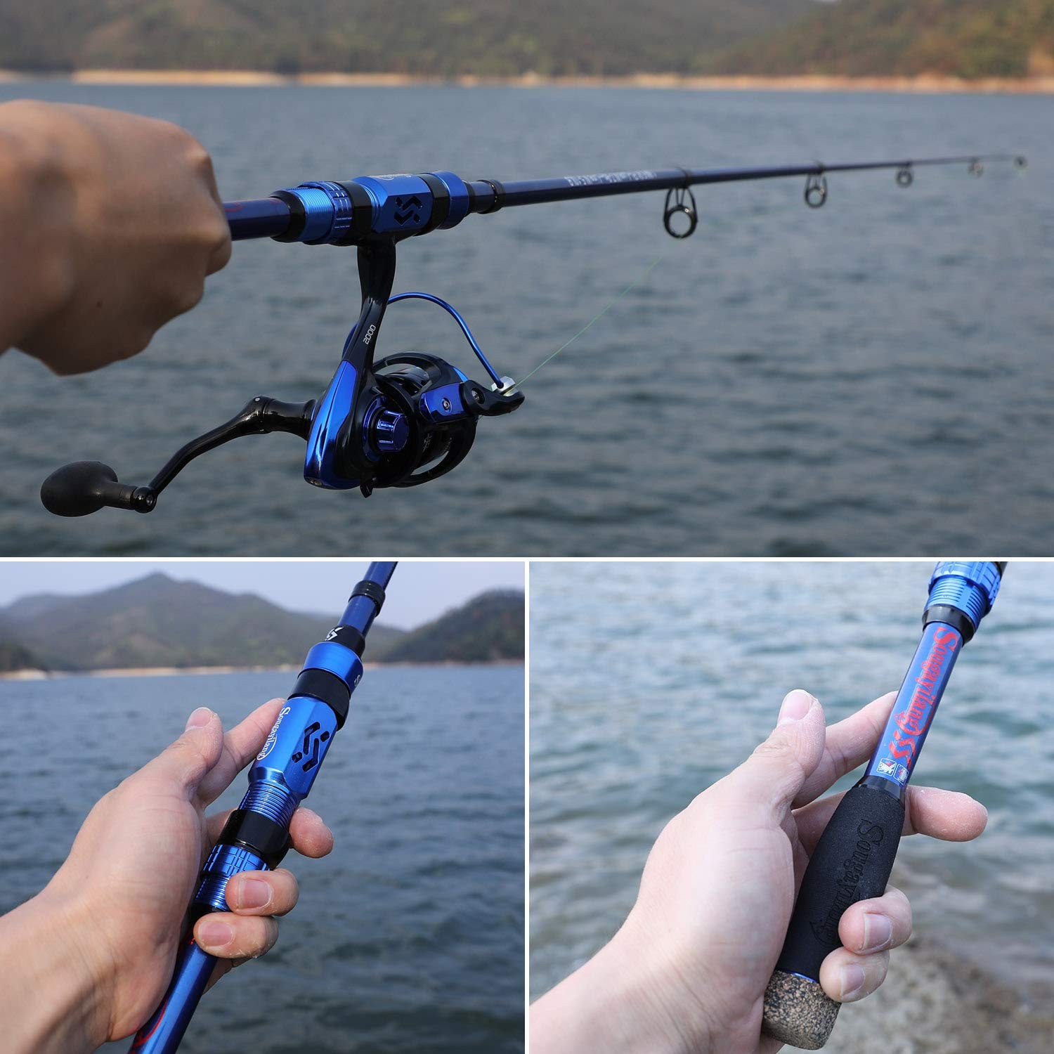 Sougayilang 3.0M Telescopic Fishing Rod 24T Carbon Travel Bass Trout Blue 9.9ft