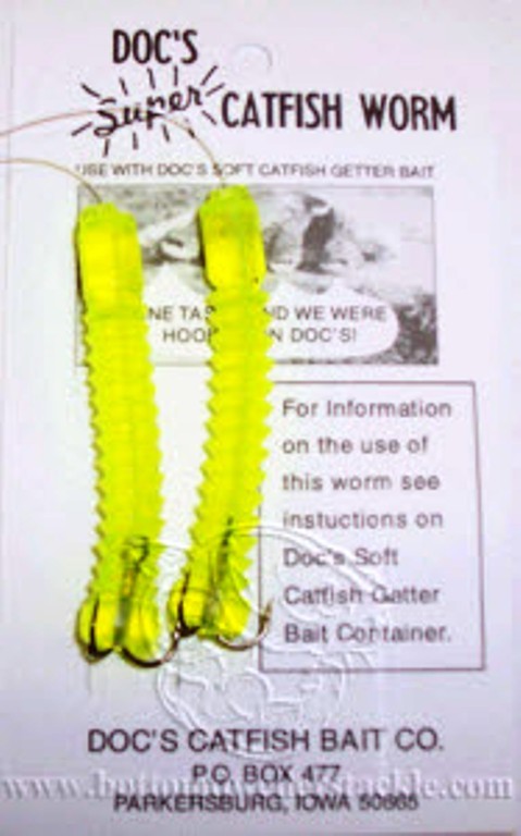 DOC’S SUPER CATFISH WORMS 6 PACKS DCW-CHARTREUSE (STINK/ SONNY’S DIP /SPONGE)
